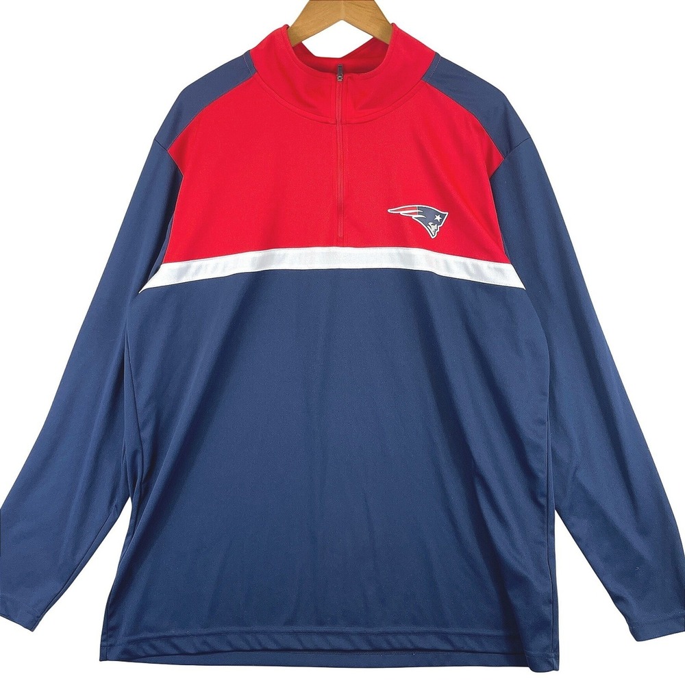 NFL Team Apparel Patriots Quarter Zip Pullover Mens 2XL Blue Red Athletic Sporty